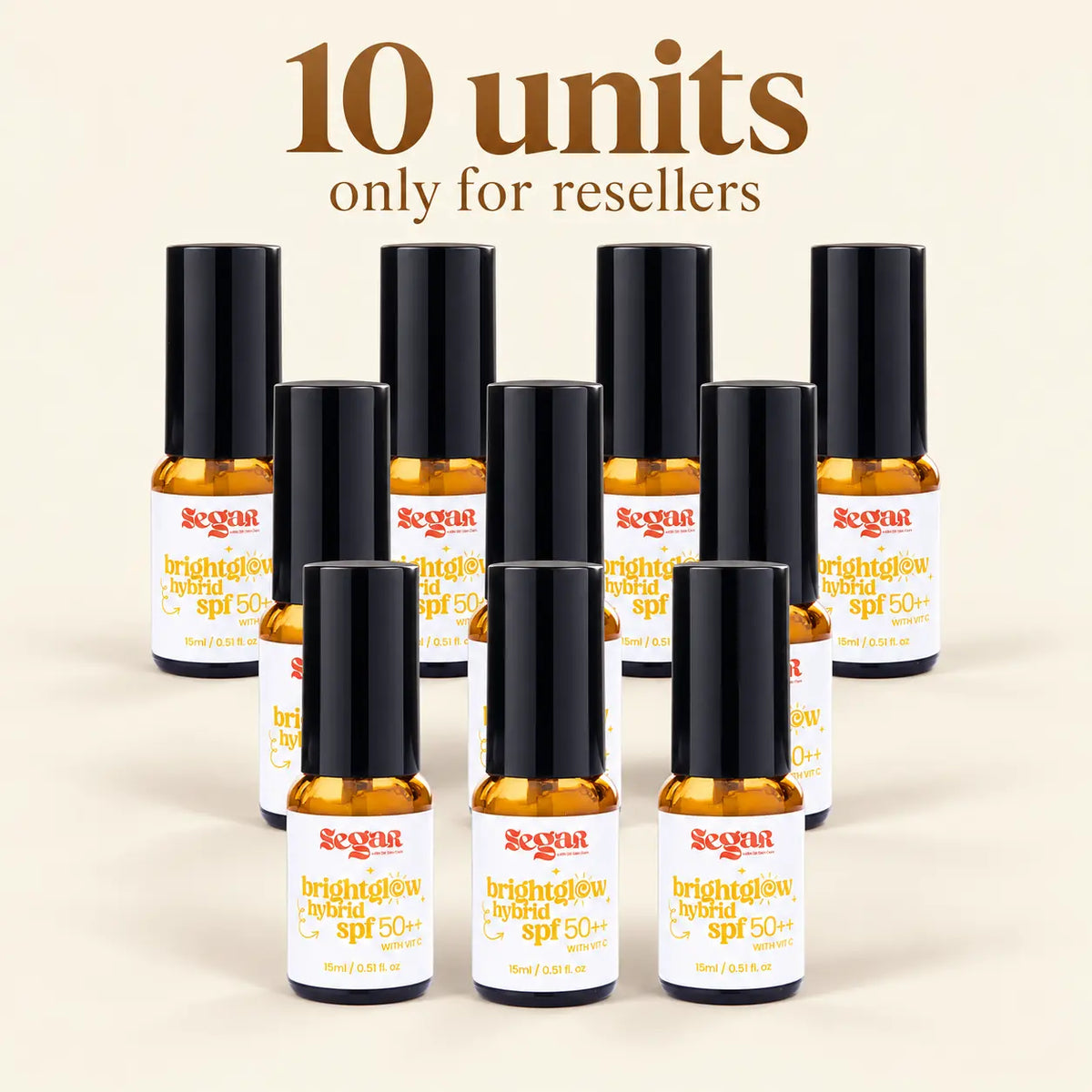 (R) SEGAR Brightglow Hybrid Sunscreen for Sensitive Skin | Vitamin C SPF 50++ 15ml