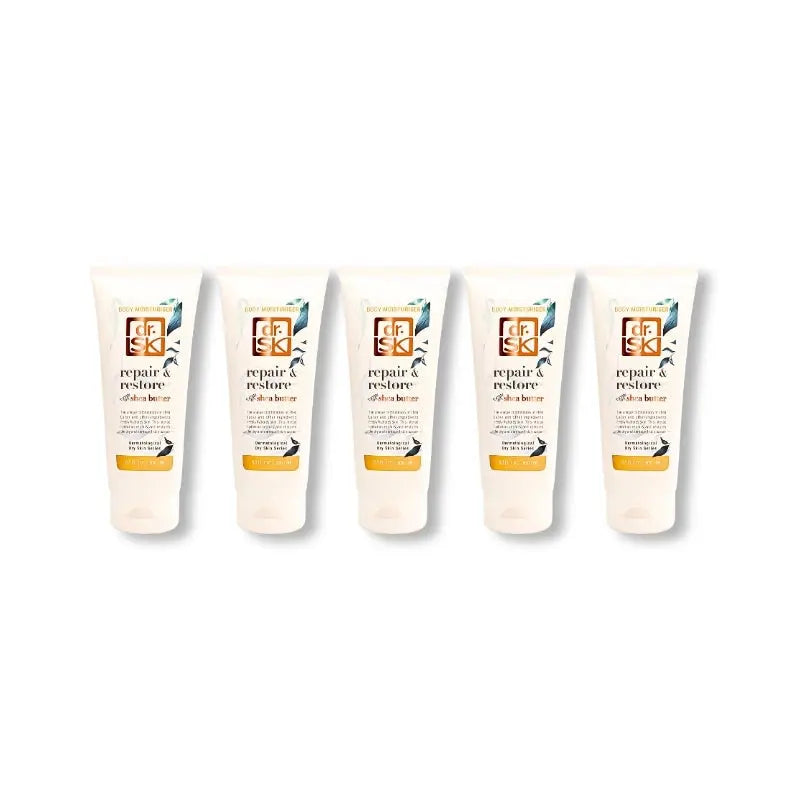 Five tubes of dr. SK repair and restore moisturiser on a white background