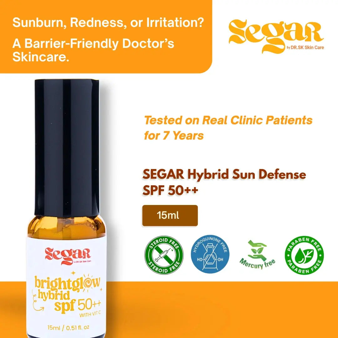 SEGAR SPF 50++ Hybrid Sunscreen | Vitamin C Brightening | For Sensitive & Eczema-Prone Skin