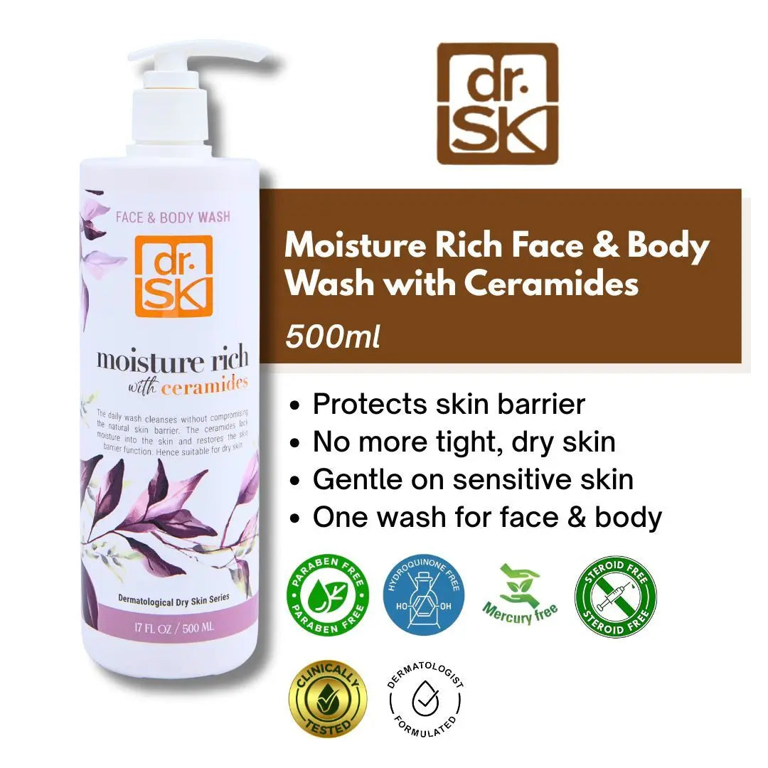 Dr. SK Moisture Rich Face & Body Wash with Ceramides on a white background