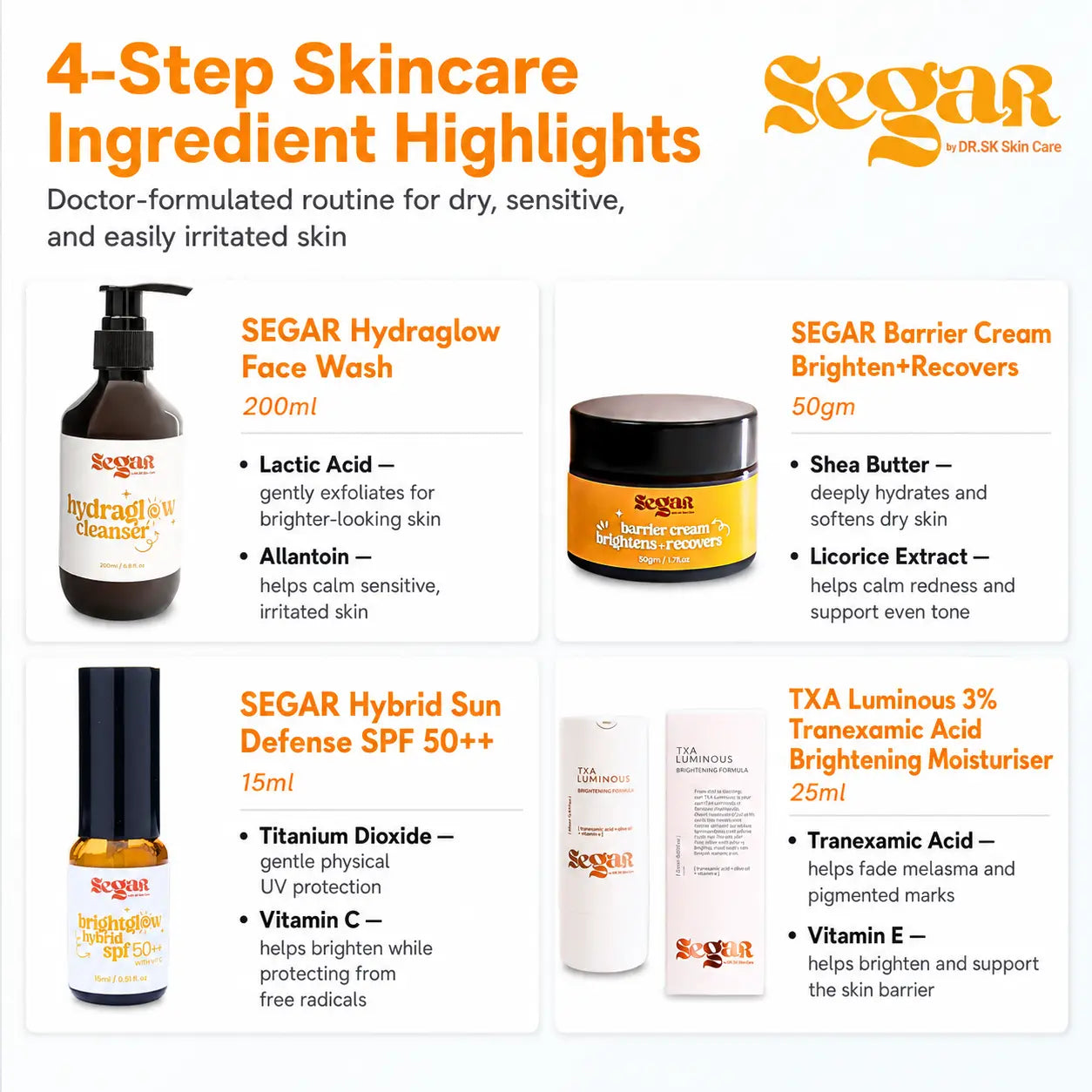 SEGAR Skin Barrier Glow & Brighten Set For Normal & Sensitive Skin