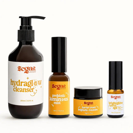 Set of skincare products with 'SEGAR' branding on a white background