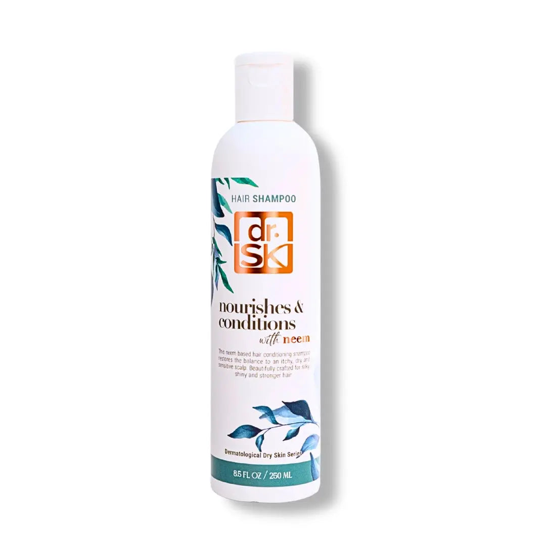 Shampoo bottle with branding on a white background