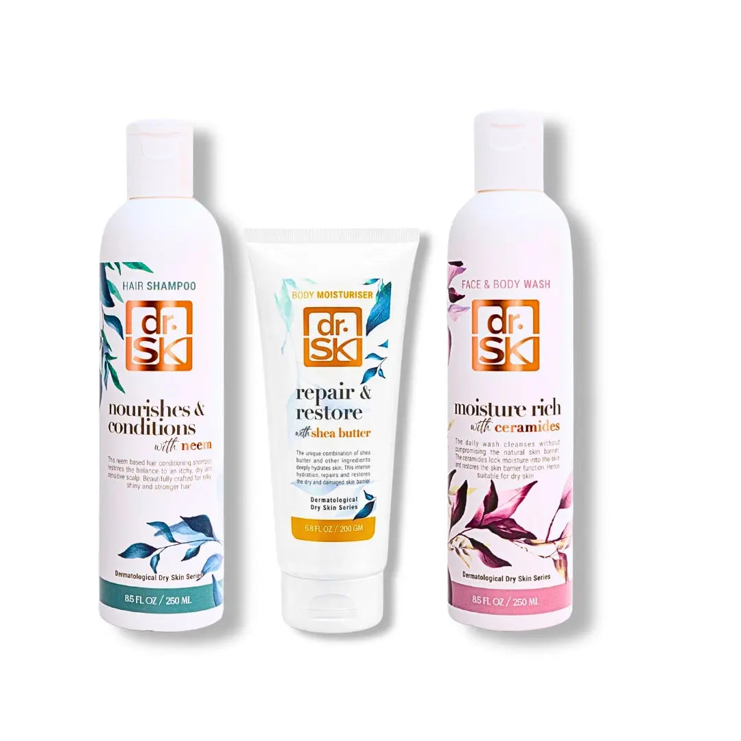 Three skincare products from dr. SK on a white background