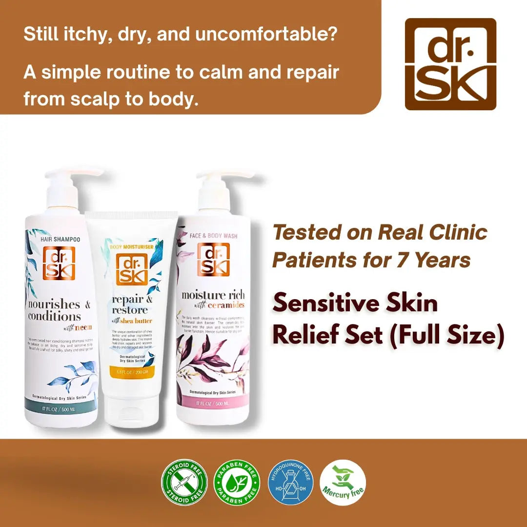 dr. SK skincare products with text on a white background