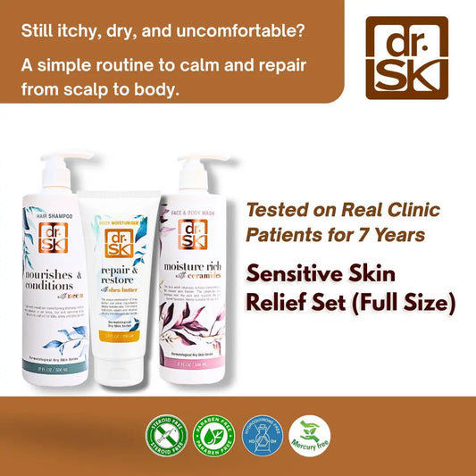 dr. SK skincare products with text on a white background